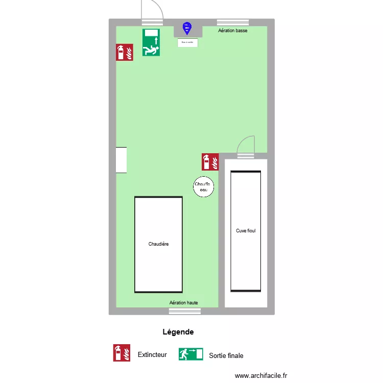 PE Chaufferie. Plan de 3  et 88 m²