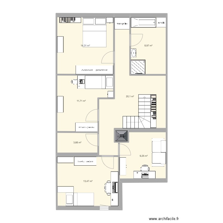 les chabes 1° étage. Plan de 0 pièce et 0 m2