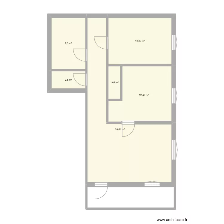 Appart 1 avant. Plan de 6  et 65 m²