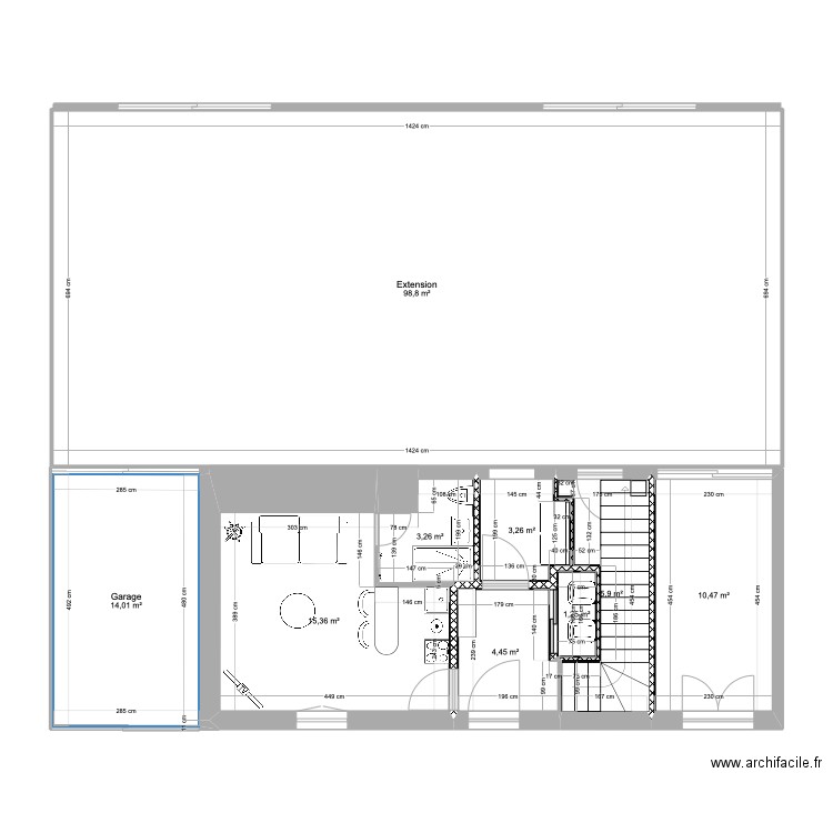 MONTCHAT RDC - STUDIO - POUR TRAVAUX. Plan de 9 pièces et 157 m2