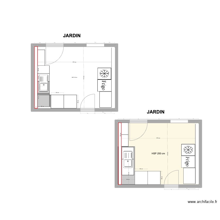 Buanderie. Plan de 2 pièces et 26 m2