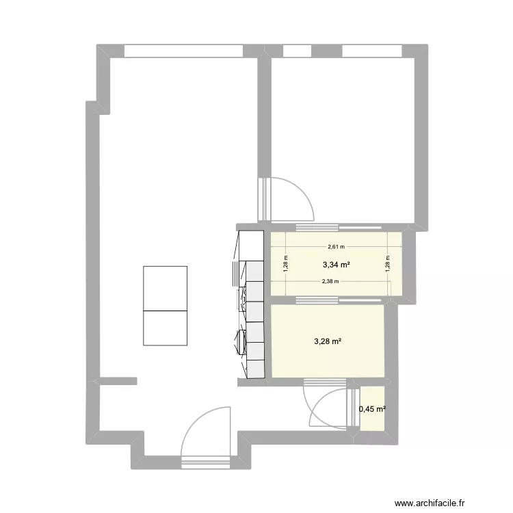 Appart Montreal. Plan de 3 pièces et 7 m²