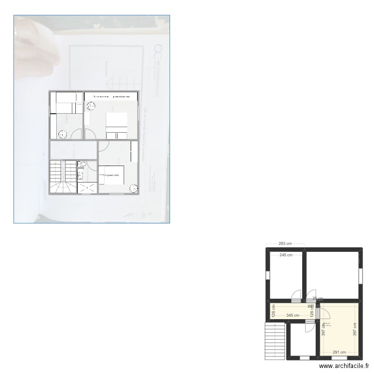 Plan 2D ML. Plan de 10 pièces et 90 m2
