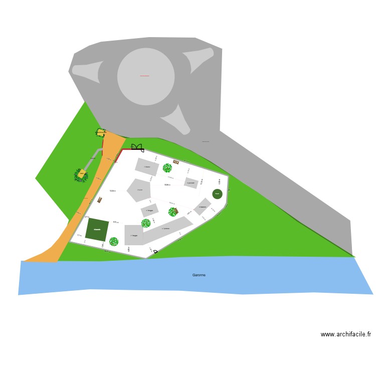 aire de jeux. Plan de 1 pièce et 2143 m2
