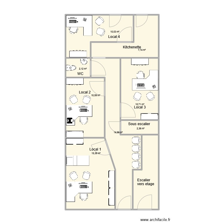 28 verdun. Plan de 9 pièces et 81 m2