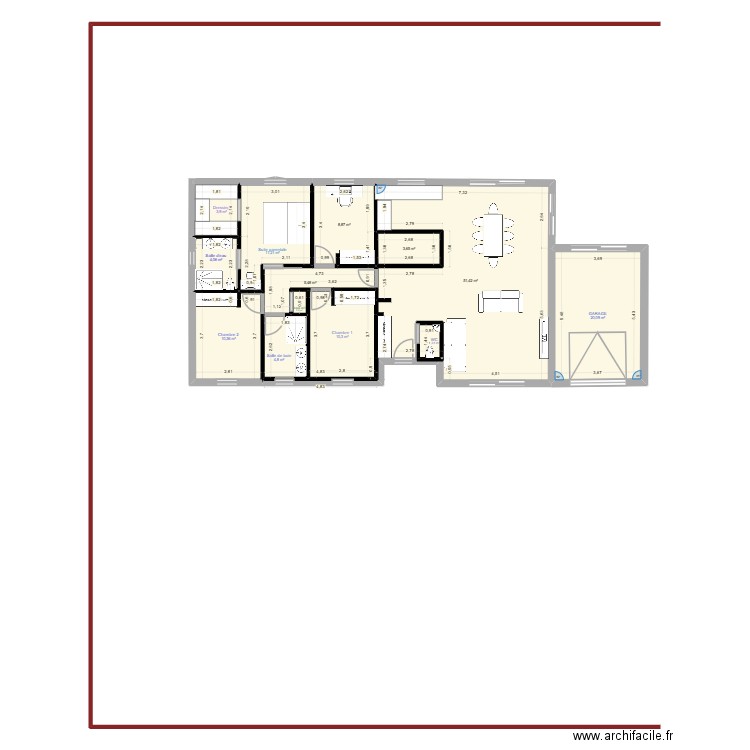 projetv1. Plan de 13 pièces et 138 m2