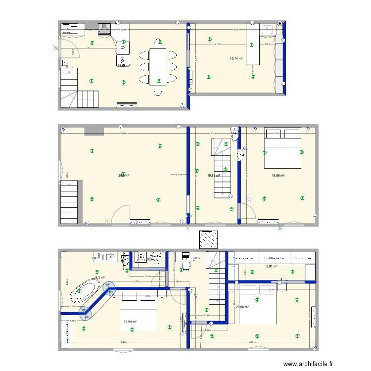 maison Pierrefonds V2. Plan de 10 pièces et 150 m2