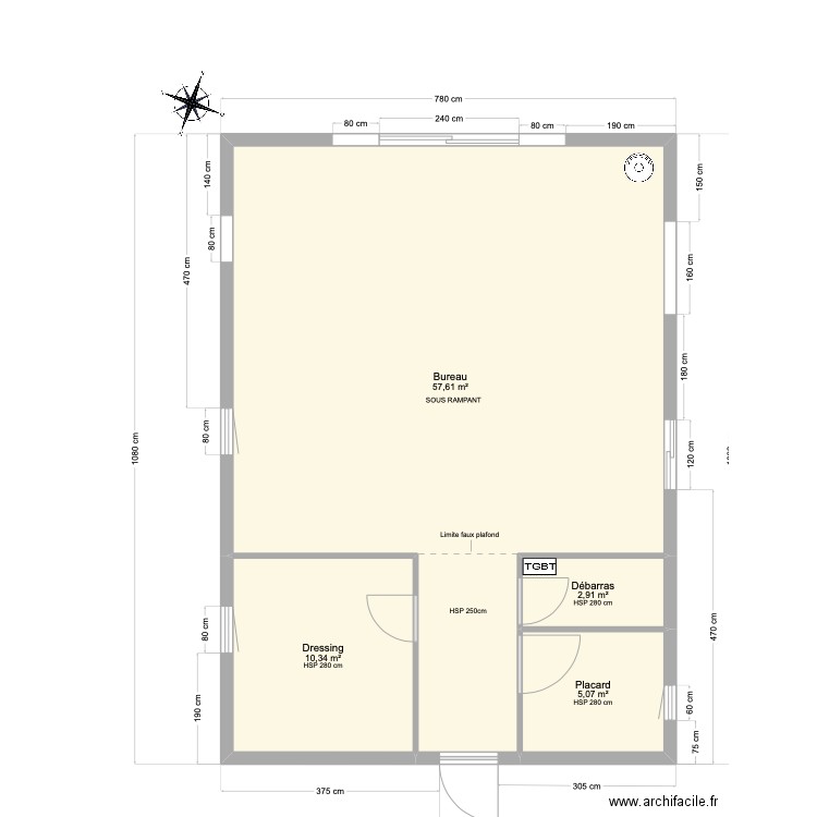 Shala. Plan de 4 pièces et 76 m2