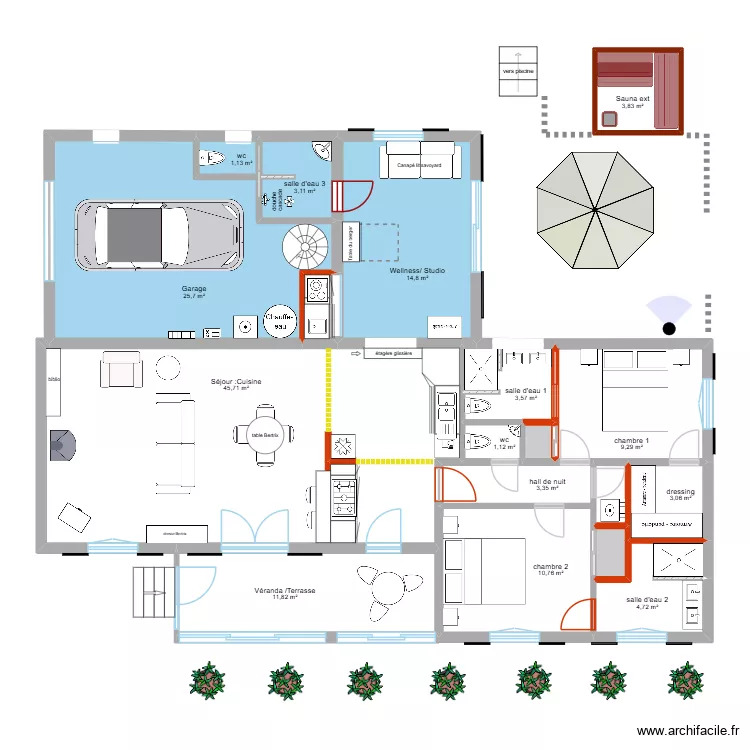 Allemagne r&eacute;novation module 3. Plan de 18  et 145 m²