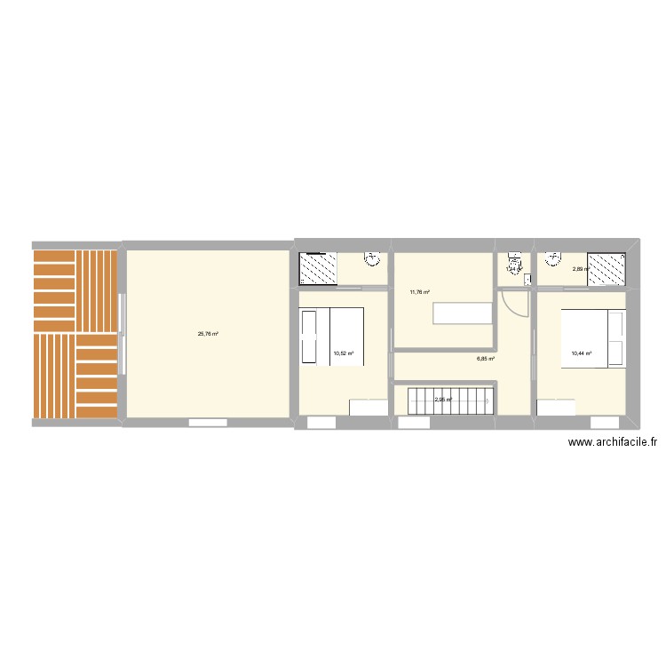 Grange Etage 1. Plan de 8 pièces et 72 m2