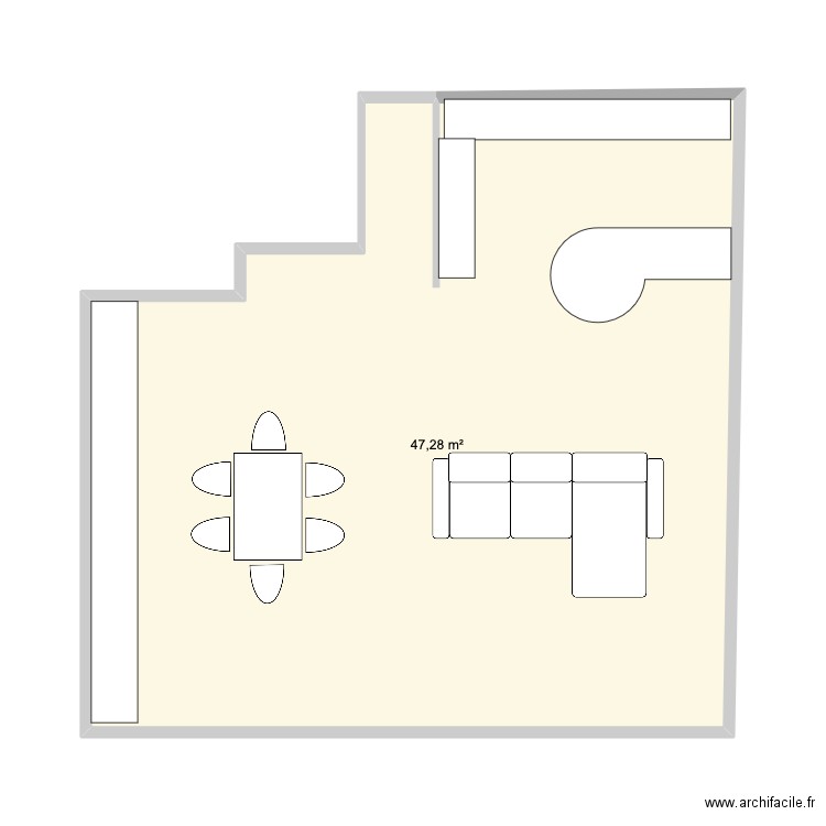 chartreze. Plan de 1 pièce et 47 m2