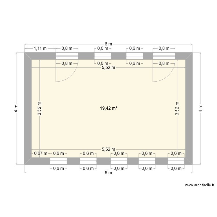 Archives actuelles. Plan de 1 pièce et 19 m2