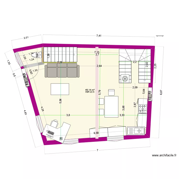 ET1_V21. Plan de 1 et 45 m² ET1_V21. Plan de 1 et 45 m²