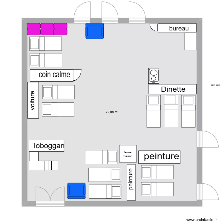 section. Plan de 1  et 72 m²