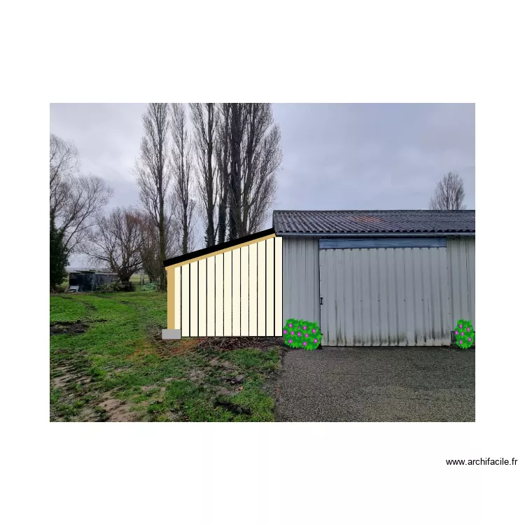 Appentis vu de cot&eacute; fa&ccedil;ade avant 1. Plan de 