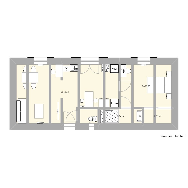 maison. Plan de 4 pièces et 51 m2