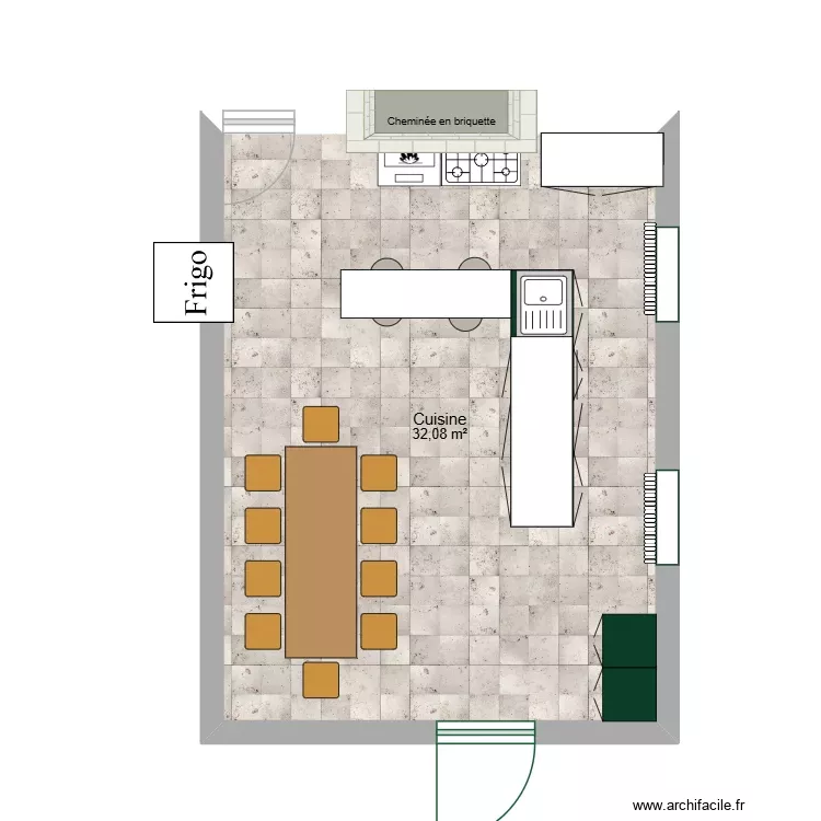 Cuisine 1. Plan de 1 Pièce et 32 m² Cuisine 1. Plan de 1 Pièce et 32 m²