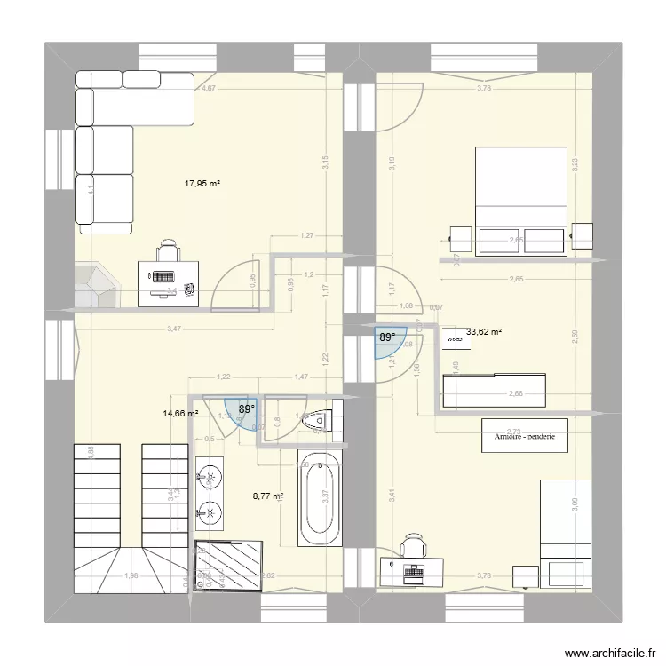 Travaux_1er_&eacute;tage. Plan de 4  et 75 m²