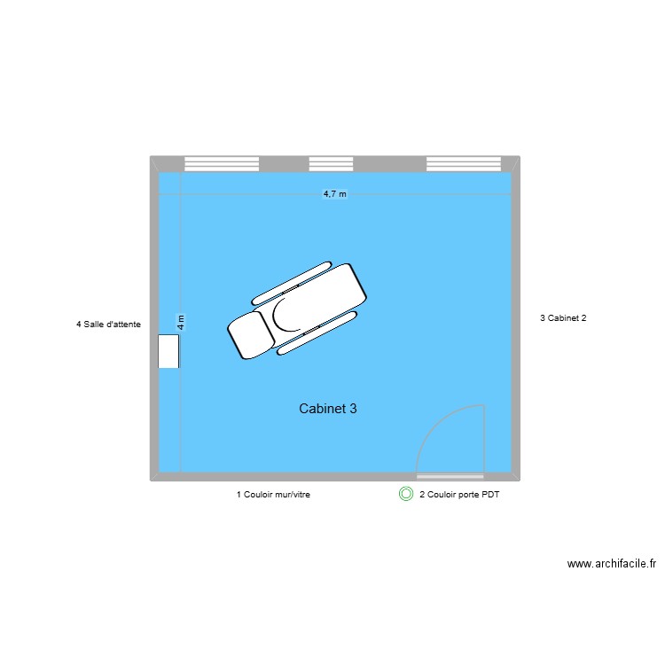 61200 Cabinet 3. Plan de 1 pièce et 19 m2