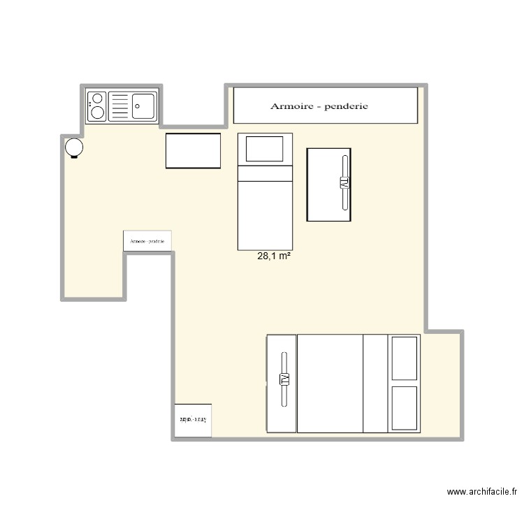 Projet01. Plan de 1 pièce et 28 m2