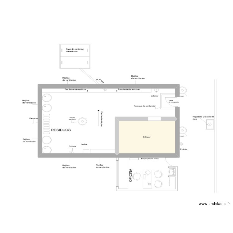 DMAYS POSGRADO. Plan de 1 pièce et 8 m2