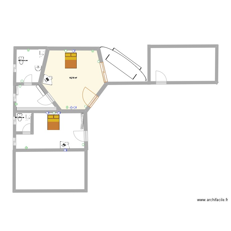 MA MAISON. Plan de 1 pièce et 17 m2
