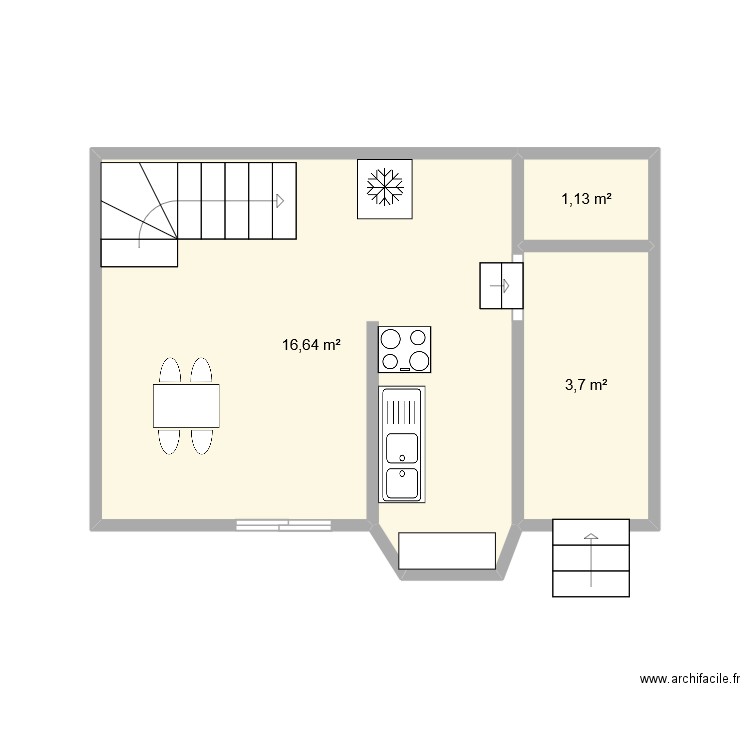 arm.. Plan de 3 pièces et 21 m2