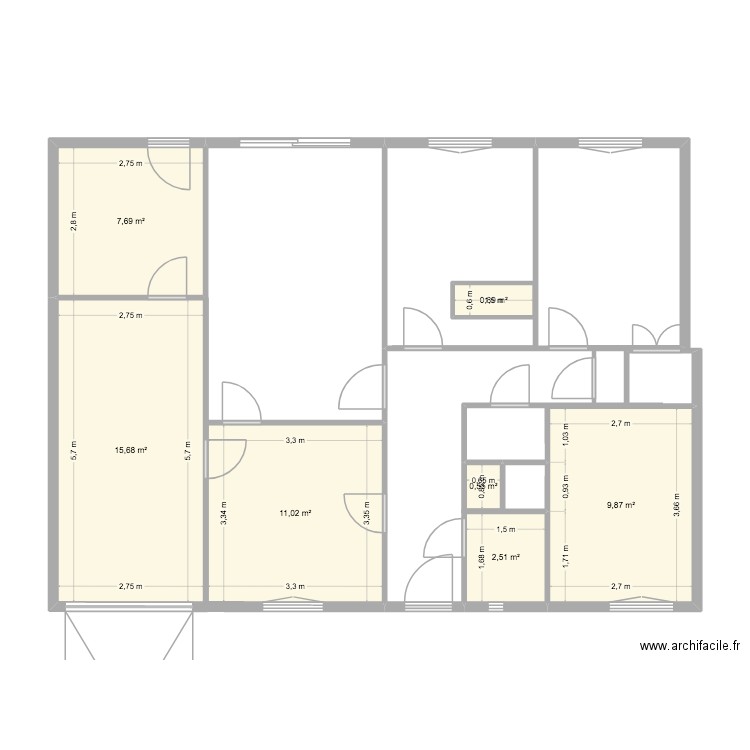 Maison Blandine. Plan de 7 pièces et 48 m2