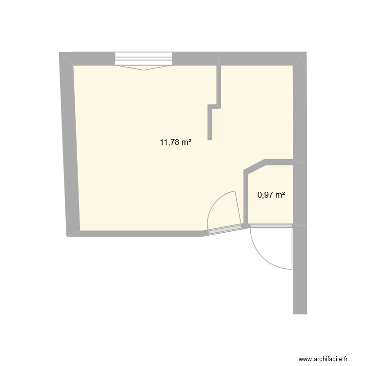 chambre 1. Plan de 2 pièces et 13 m2