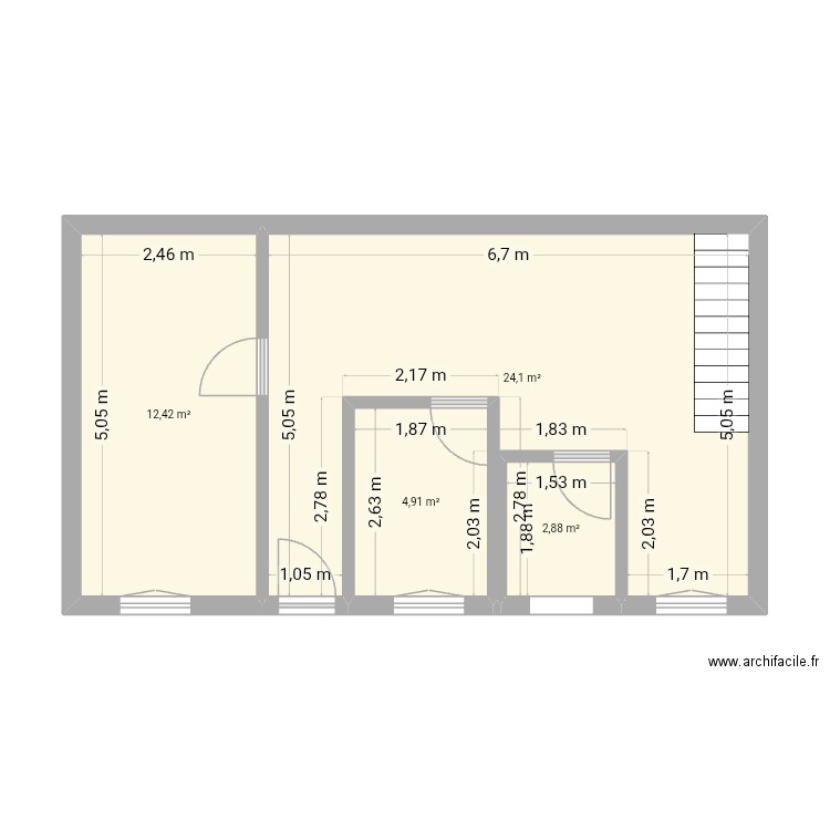 Tarek. Plan de 4 pièces et 44 m2