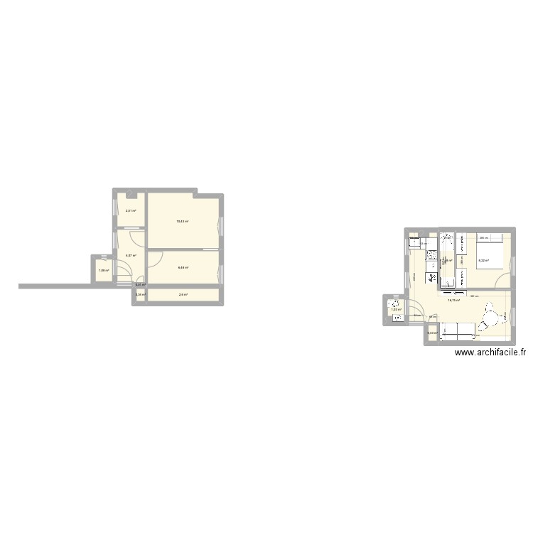 appartement Demours. Plan de 13 pièces et 56 m2