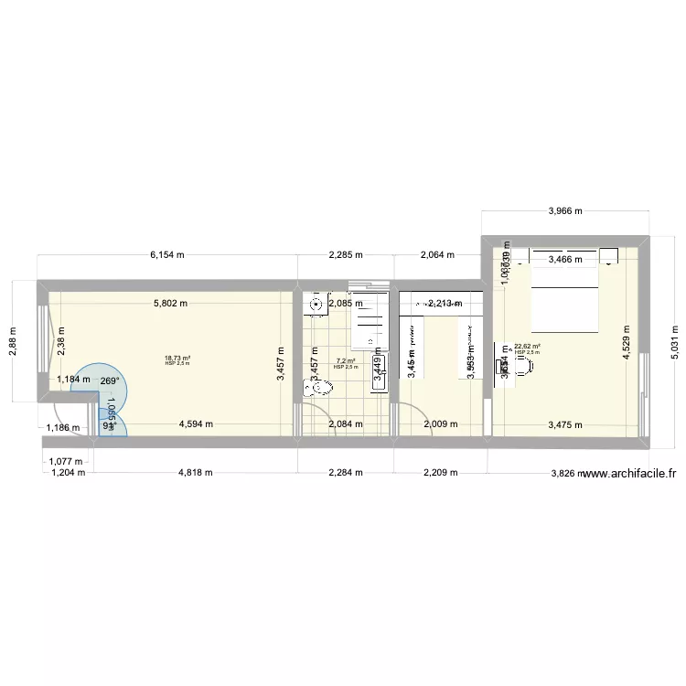 ST1. Plan de 3  et 49 m²