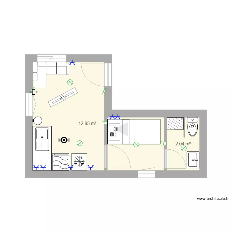 maison. Plan de 2  et 15 m²