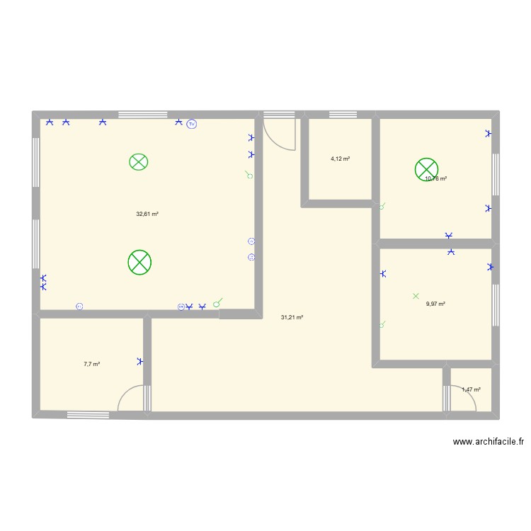 tp1 suite. Plan de 7 pièces et 98 m2