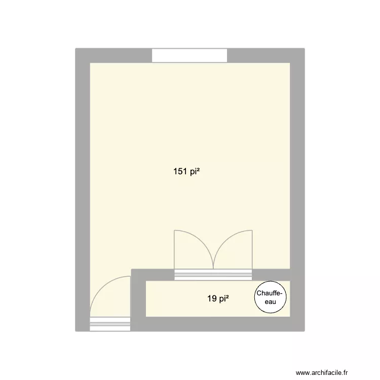 Chambre sous sol. Plan de 2  et 16 m²