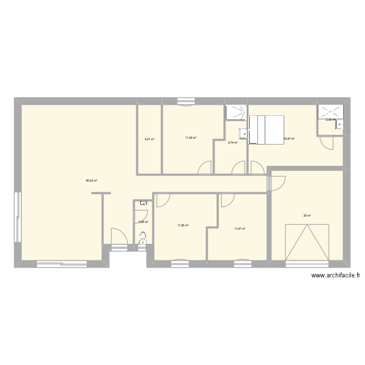 Plan Plassay. Plan de 10 pièces et 146 m2