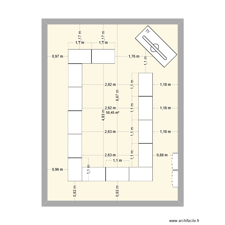 V3 - salle formation. Plan de 1 pièce et 50 m2
