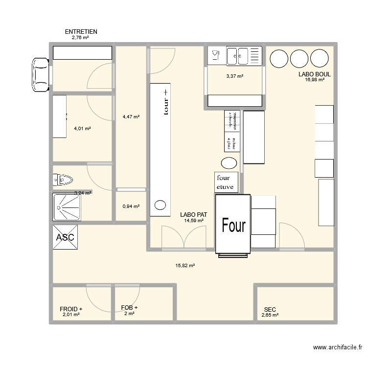 etage chef d'oeuvre. Plan de 12 pièces et 73 m2