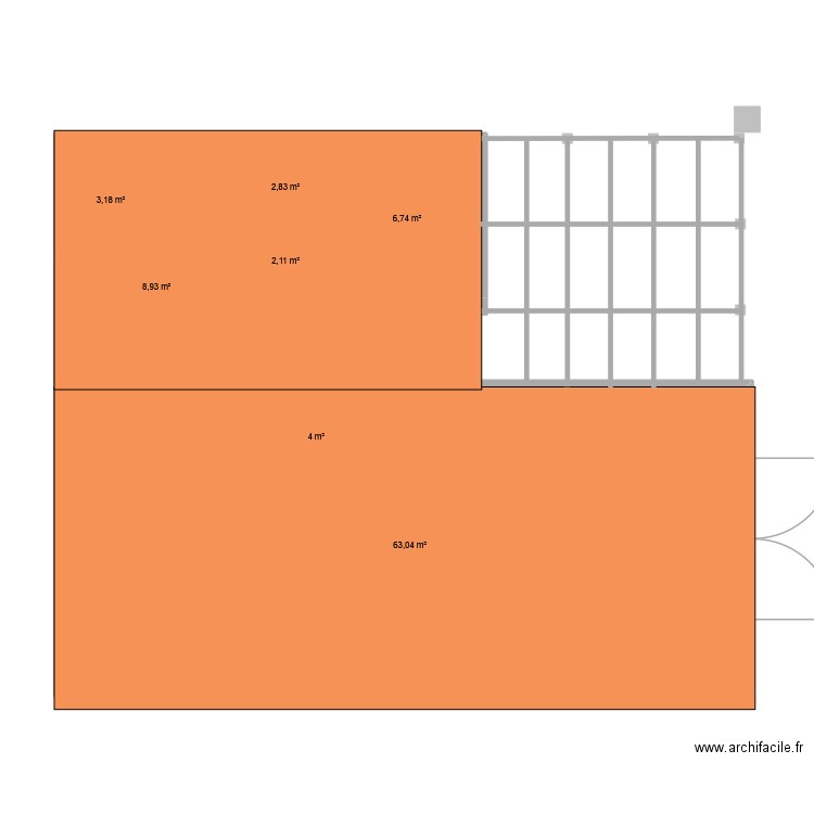 sanitaire 2. Plan de 7 pièces et 91 m2