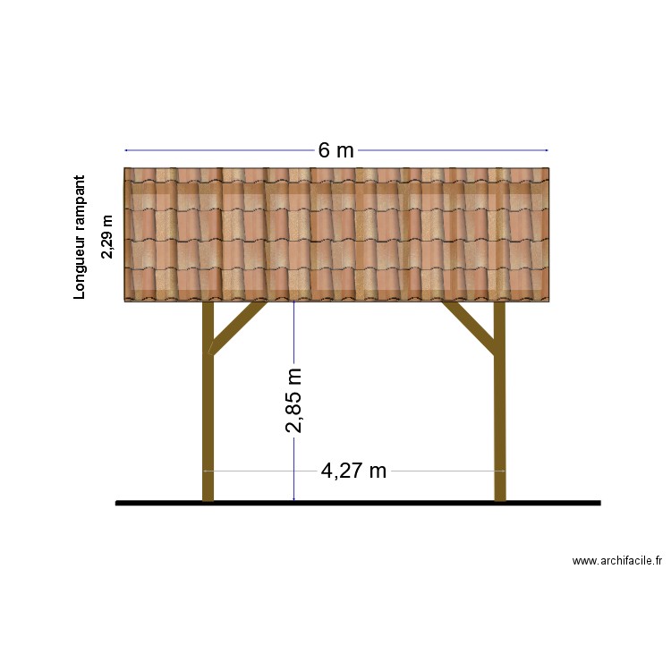 Carport vue de coté. Plan de 10 pièces et 7 m2