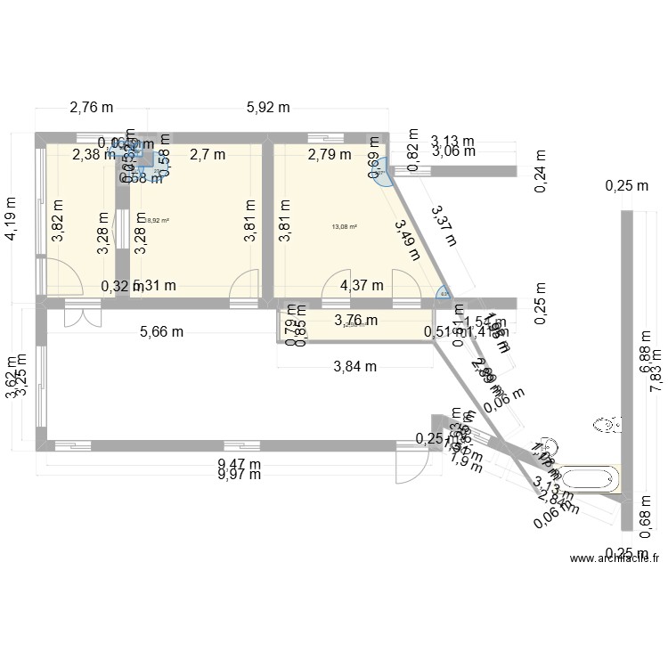 WAFA PLANTA BAJA. Plan de 3 pièces et 35 m2