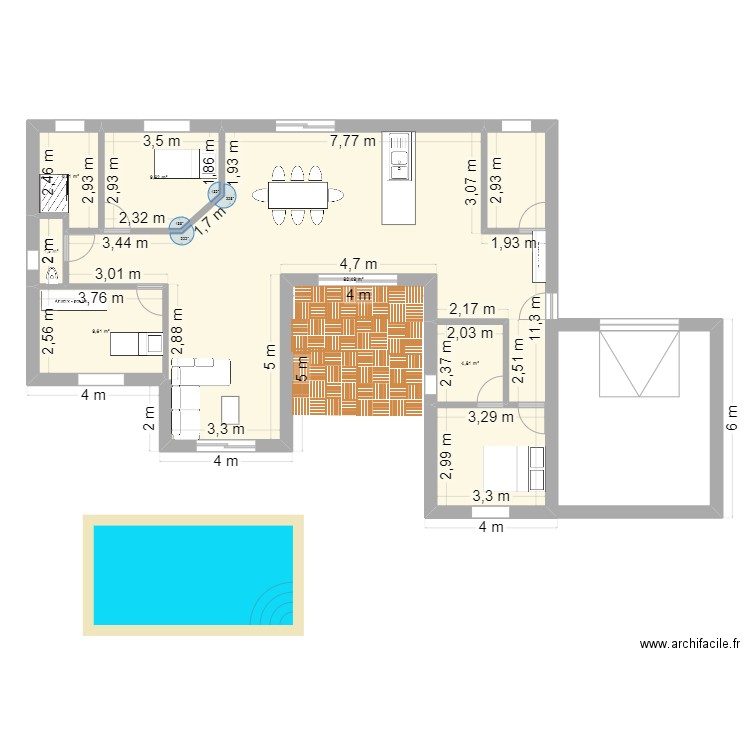 plan 01. Plan de 6 pièces et 113 m2