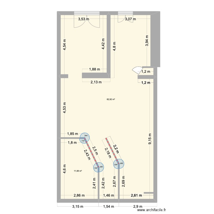 Maison Callian. Plan de 2 pièces et 95 m2