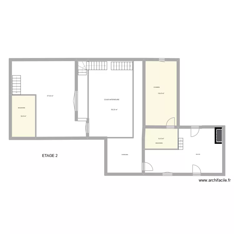 VIERGE ETAGE 2. Plan de 5 et 129 m² VIERGE ETAGE 2. Plan de 5 et 129 m²