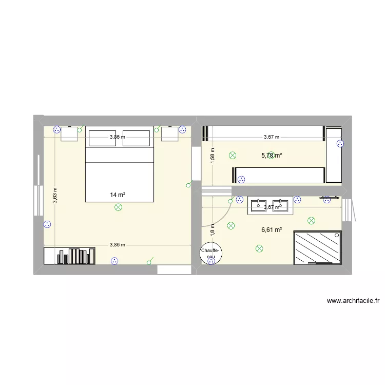 loic. Plan de 3 pièces et 26 m²
