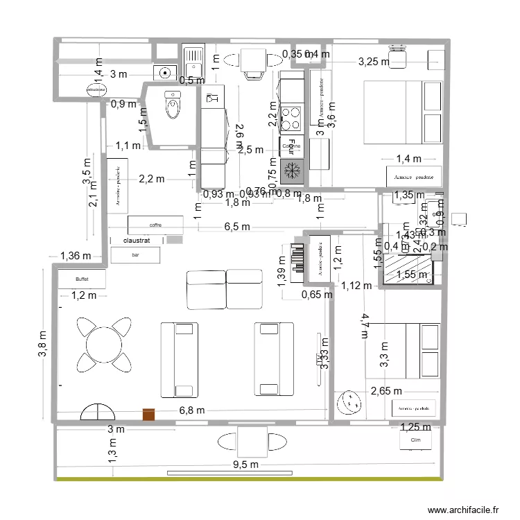 app_roy3. Plan de 1  et 2 m²