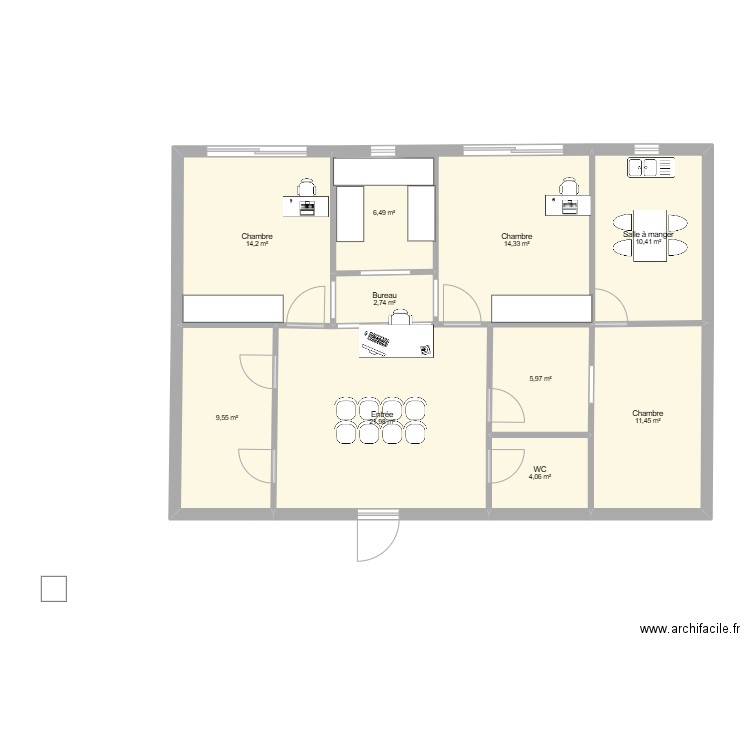cab dentaire. Plan de 10 pièces et 101 m2