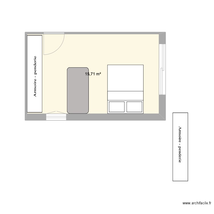 CHAMBRE. Plan de 1 pièce et 16 m2