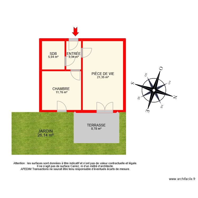 BI 30079. Plan de 5 pièces et 50 m2