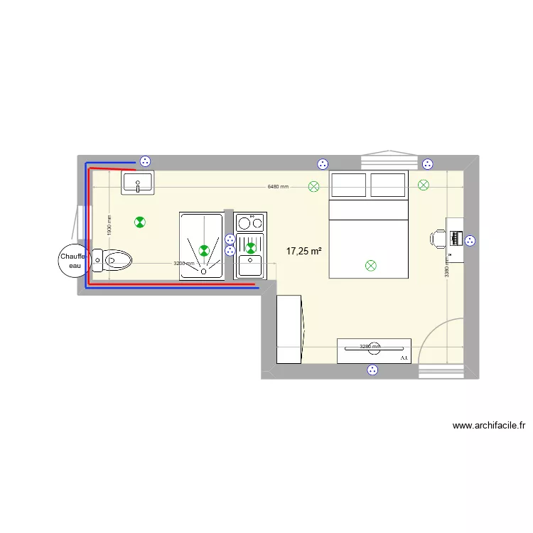 studio 10. Plan de 1 pièce et 17 m² studio 10. Plan de 1 pièce et 17 m²
